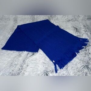 Churchill Handwoven Wool Shawl Scarf Wrap Royal Blue  Fringe